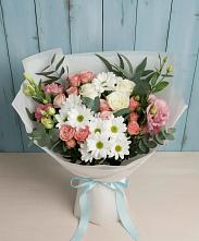 Букет цветов из:  Розы, Лизиантусы и Хризантемы #REPLACE_PRED# Гремячево