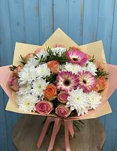 Букет цветов из:  Розы, Герберы и Хризантемы #REPLACE_PRED# Гремячево