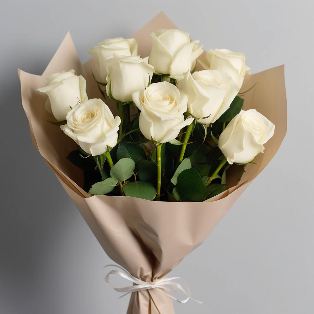 Букет 9 Белых роз Эдлесс Лав в Гремячево