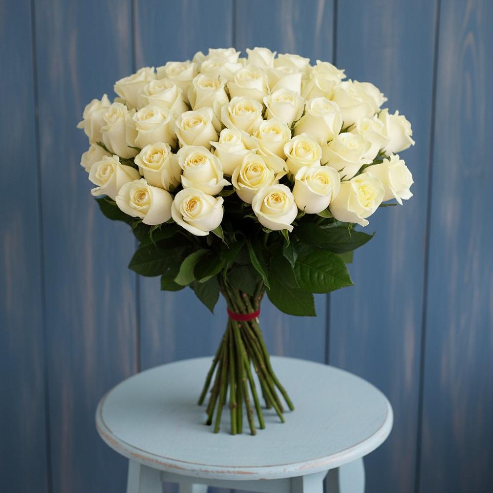 Букет 51 Белая роза Эдлесс Лав в Гремячево