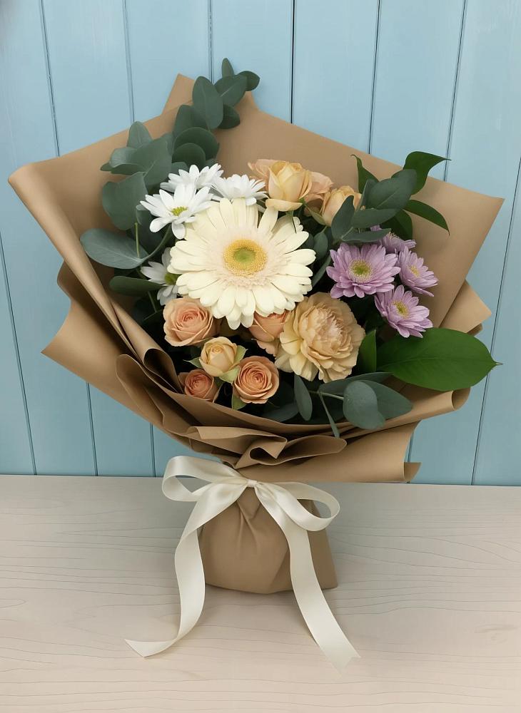 Букет цветов из: Герберы и Хризантемы в Гремячево