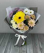 Букет цветов из:  Розы, Герберы и Хризантемы #REPLACE_PRED# Гремячево