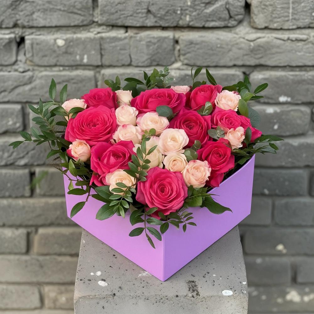 Цветочная композиция из Розы в коробке в Гремячево