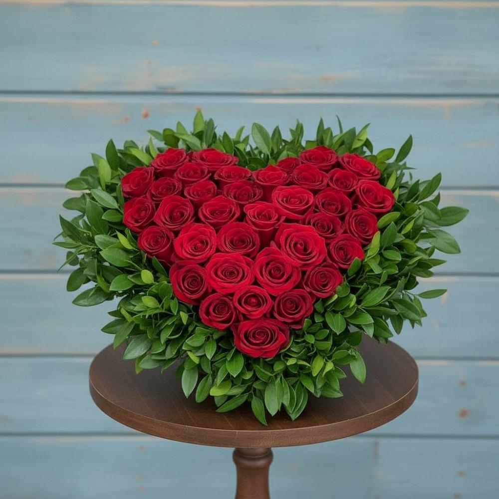 Цветочная композиция из Розы в виде сердца в Гремячево