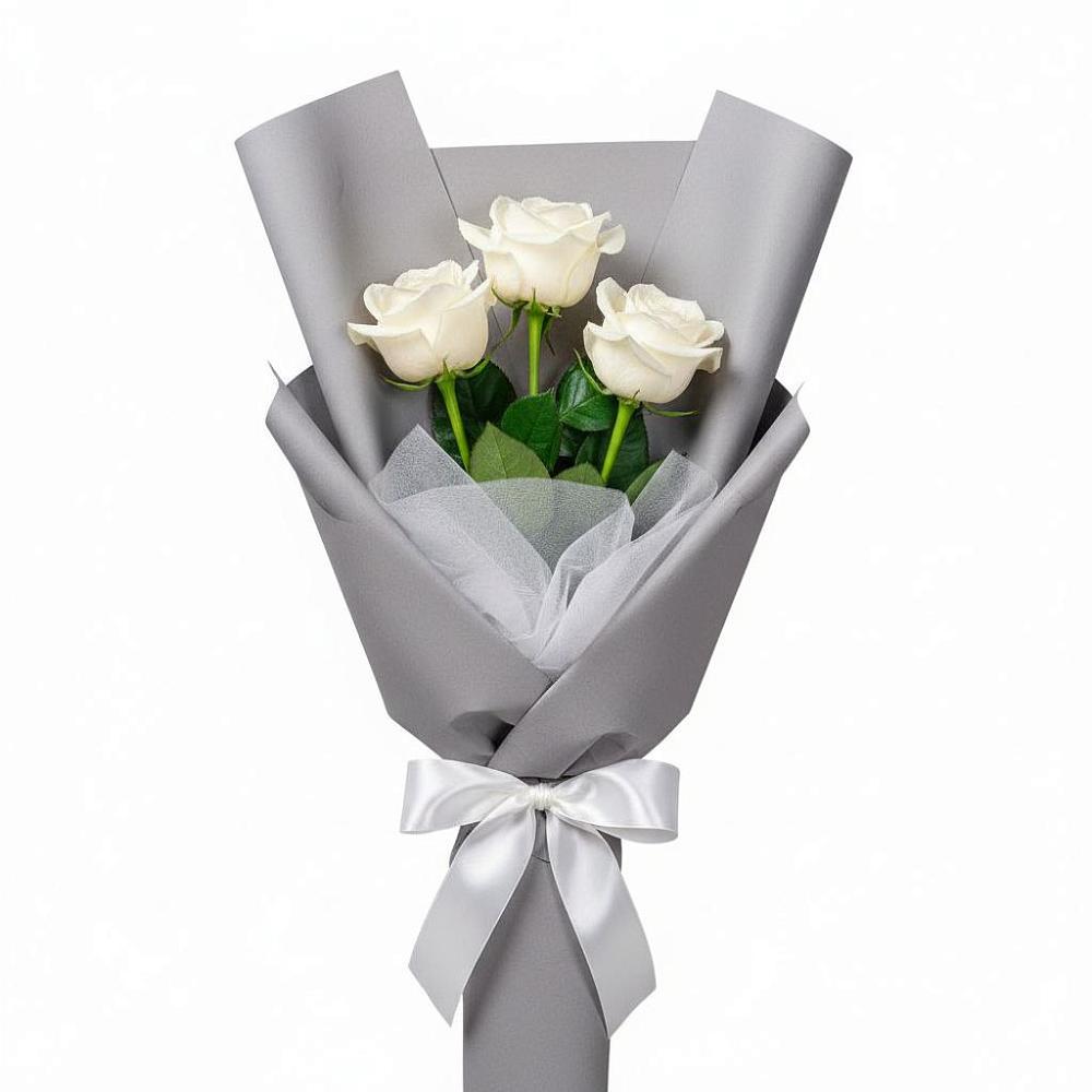 Букет 3 белые розы в Гремячево