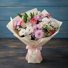 Букет цветов из:  Хризантемы, Альстромерии и Розы в Гремячево