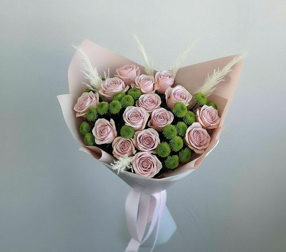 Букет цветов из: Розы и Хризантемы в Гремячево