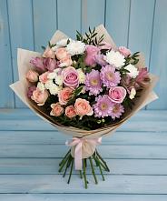 Букет цветов из:  Хризантемы, Розы и Альстромерии в Гремячево