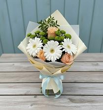 Букет цветов из:  Герберы, Розы и Хризантемы в Гремячево