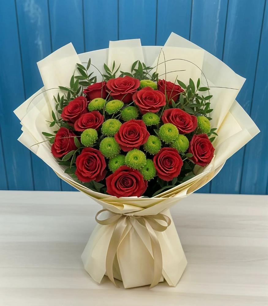 Букет цветов из: Розы и Хризантемы в Гремячево